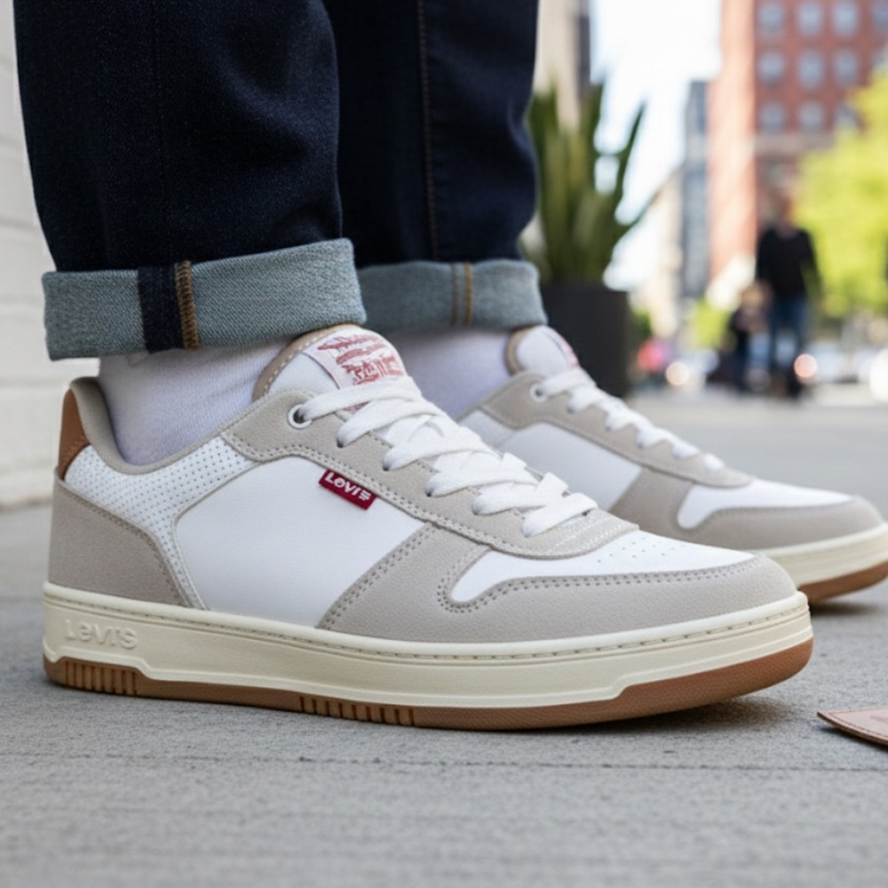 Levi's Cream and Brown Casual Sneakers size 8.5 M/ woman 9.5